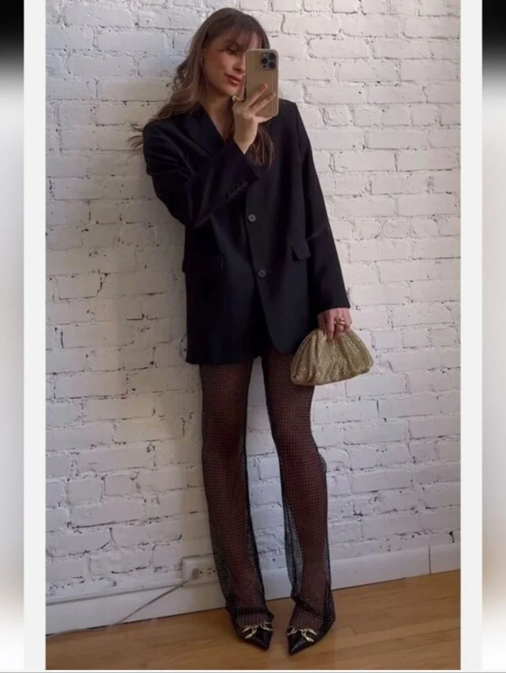 ZARA SHIMMERY Rhinestone Mesh Jewel PANTS Black Size XS
